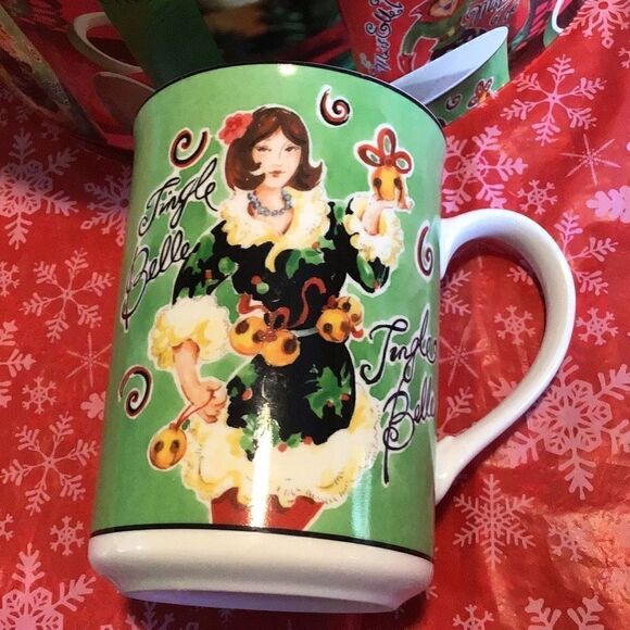 Mug set of 4 American Atelier Christmas mugs and original round box - Picture 1 of 5